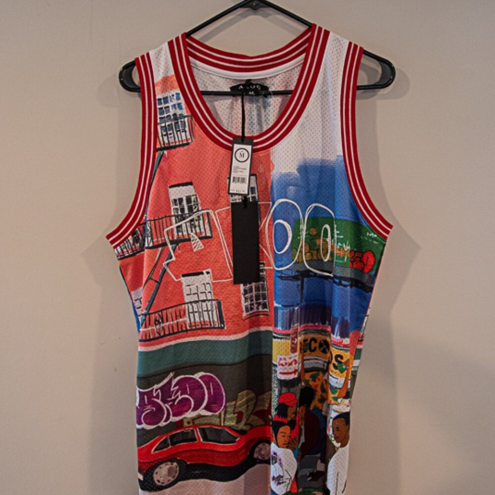 Akoo Mens Downtown Jersey full Graphic Medium NWT